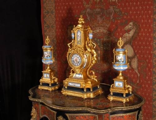 fig 2. ***** SOLD ***** JAPY FRERES Sevres porcelain and gilt metal clock set